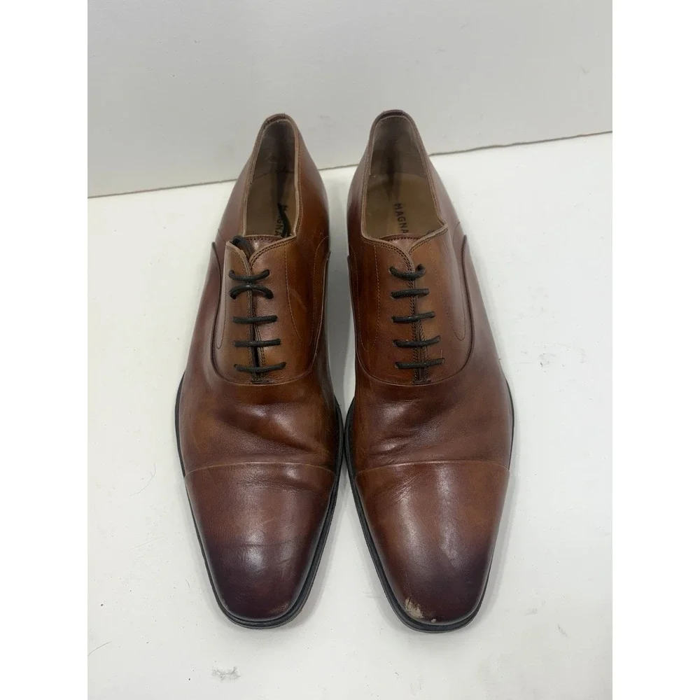 Magnanni Merrion Cognac Brown Leather Derby Dress Shoes Men's Size 11.5